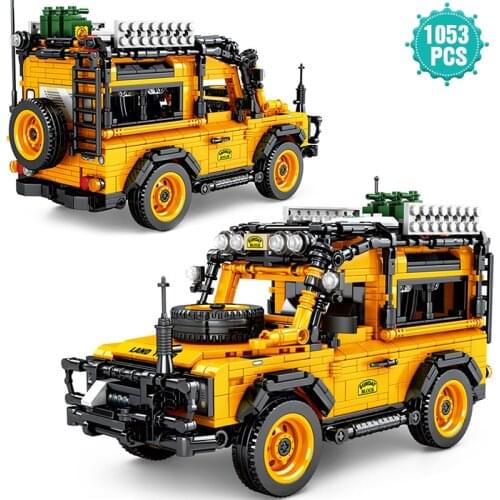 Famous Speed Car Building Blocks Yellow Off-road Vehicle Model Bricks Toys Christmas Gift For Boyfriend