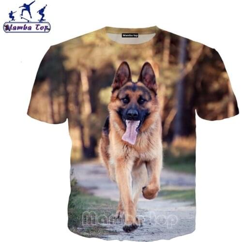 Mamba Top Mens T-Shirts 3D Hot Cute Animal German Shepherd Dog T Shirt Street Tees Women Tshirt Beach Hip Hop Men Pullover E019