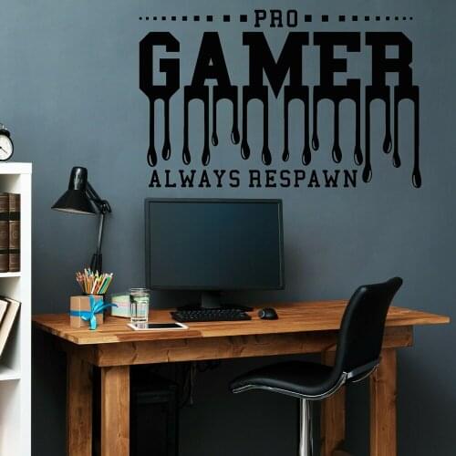 Boys Bedroom Vinyl Wall Decal Gamer Always Respawn Video Game Computer Stickers Mural Home Decoration Wallpaper Garage P542