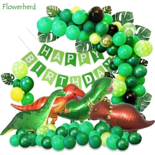 155Pack Dinosaur Theme Party Balloon Garland Kit Latex Foil Happy Birthday Banner for Kids Boys Party Baby Shower Decorations