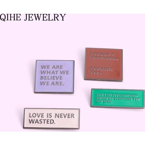 Funny Quote Enamel Pins Positive Inspiration Geometry Brooches Bag Clothes Lapel Pin Badge Jewelry Gift for Friends Wholesale
