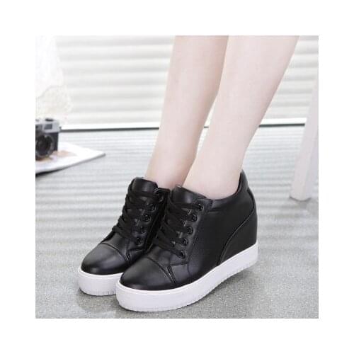 Black and white hidden wedge heel slippers casual shoes wedge high platform shoes Woman Womens high heel shoes 456ty