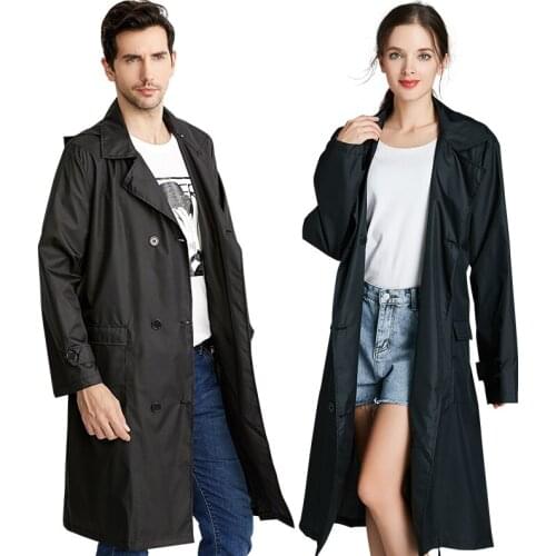 Zhouxiaoxi Long Raincoat Women Men Waterproof Windproof Hooded Light Hiking Rain Coat Ponchos Jacket Cloak Raingear