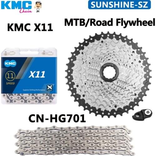 Sunshine 11S MTB Road Bike Sprocket Group 11-25/28/32/36/40/42/46/50/52T Cassette Flywheel 11V HG701 KMC X11 Chain for SHIMANO