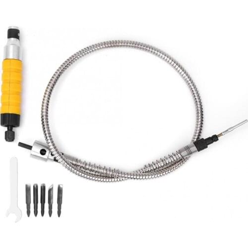1 Set Electric Wood Chisel Carving Tool Kit with 5 Carving Tips Wrench Flexible Shaft Woodworking Tool Set