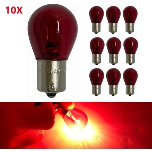 10pcs 12V 21W 1156 BA15S S25 Car Tail Brake Stop Reverse Lights Bulb 1157 BAY15D Red Auto Turn Signal Rear Lamp Bulb white/Amber