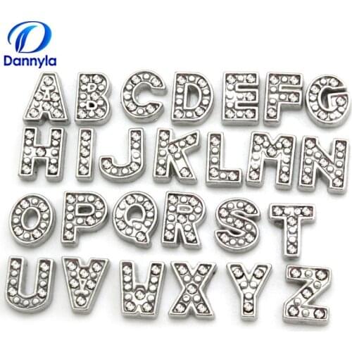 10pcs/lot Wholesale Crystal Alloy Letter Floating Locket Charms Fit Glass Locket LSFC113