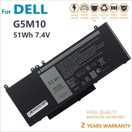 100% Genuine G5M10 Laptop Battery for DELL Latitude E5450 E5550 Notebook 15.6" 8V5GX R9XM9 WYJC2 G5M10 New Original Batteries