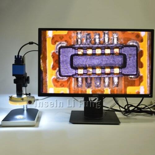 2.0MP 1080P 60FPS 1/2.8-inch CMOS VGA HD Microscope Camera+10X-200X Adjustable Magnification Zoom C-mount Lens+LED Light+Holder