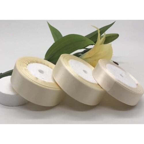 25Yards/Roll 6mm-75mm Width Ivory Silk Satin Ribbon DIY Material Solid Fabric Ribbons For Prom Party Decoration Gift Wrapping