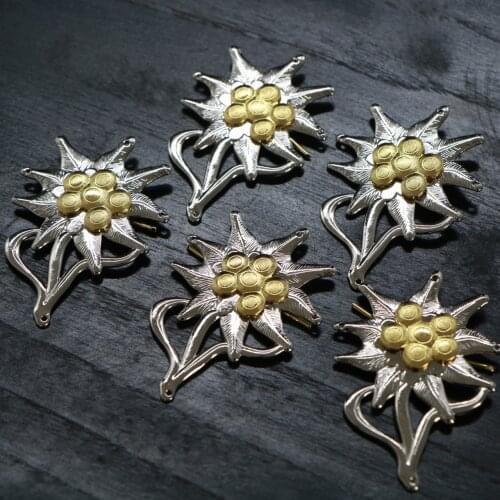 5pcs/lot WWII GERMAN Medals EDELWEISS MOUNTAIN INFANTRY CAP BADGE MEDAL Silver Color