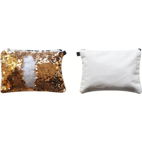 DHLFree 50pcs/lot Sublimation Blank Magical Sequins Makeup Bags For Heat transfer printing DIY bags 16x23cm