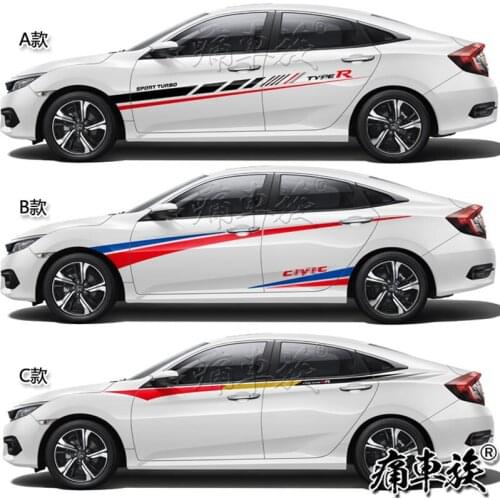 FOR Honda new Civic 2016-2019 car stickers pull flowers FC1 decoration modified body stickers car stickers color strip Civic