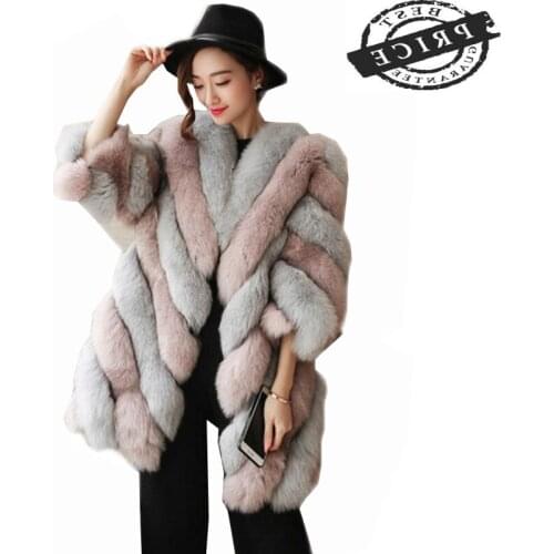 AYUNSUE 2021 New Winter faux fur coat Women Fluffy Imitation Fox Fur Jacket Outerwear Overcoat colete de pele do falso LX12aa