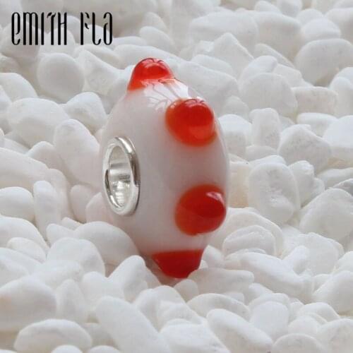 Large Hole Colorful Murano Glass Charm Beads Fit European Bracelet Silver 925 Jewelry Beads for Jewelry Making DIY Accessory