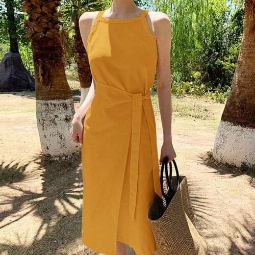 Celmia 2021 Fashion Suspenders Slim Midi Dress Women Sexy Square Collar Sleeveless Vestidos Elegant Bandage Wrapped Sundress