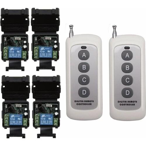 DC 12 v 1CH mini wireless remote control switch 4 piece 35MM*32MM*17MM receiver&2 piece transmitter 500m