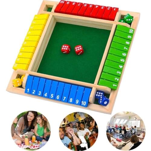 Wooden Board Dice Game Including Eight Dices Educational Math Learning Toy Traditional Pub Table Game for Family Kids Adults