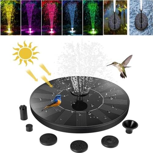 Solar Fountain Outdoor Pool Flowing Water Floating Fountain Charging Fountain with Lights Bird Bath Fountain Decoration