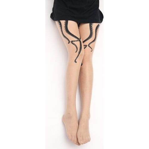 Women And Girls Personalized Pantyhose Cute Octopus Prints Over Thigh High Long Stockings