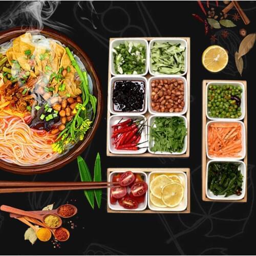 Ceramic Plate Sauce Dish Sukiyaki Food Tray Bamboo Snack Box Side Japanese Seasoning Hot Pot Condiment Fruit Salad Snack Platter