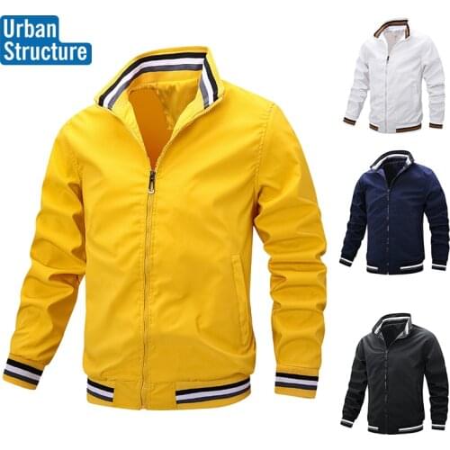 Fashion Jackets Mens Casual Coats 2021 Outdoors Casual Streetwear Male Hip Hop Slim Fit Casual spring Yellow Varsity Jacket