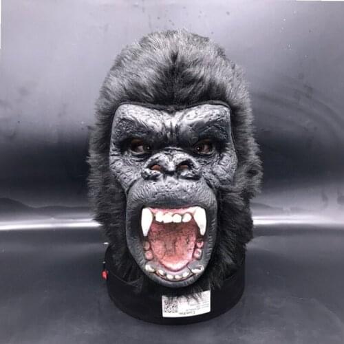 Monkey Latex Mask Full Face Scary Hideous Black Hair Fangs Animals Masks Film Cosplay Costume Adult Halloween Party Head Mask