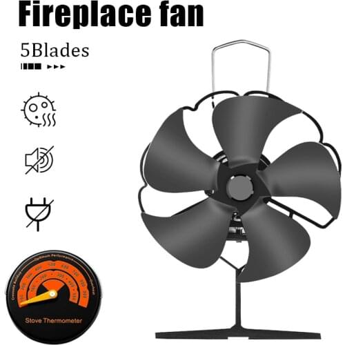Mini 5 Blade Heat Powered Stove Fan komin Log Wood Burner Eco Friendly Quiet Fan Home Efficient Heat Distribution