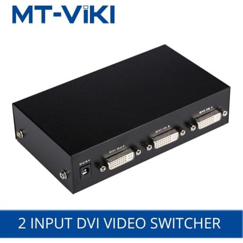 MT-VIKI 2 ports DVI switcher 2 in 1 out computer monitor HD sharing device 1920*1440 with remote control power supply MT-DV201
