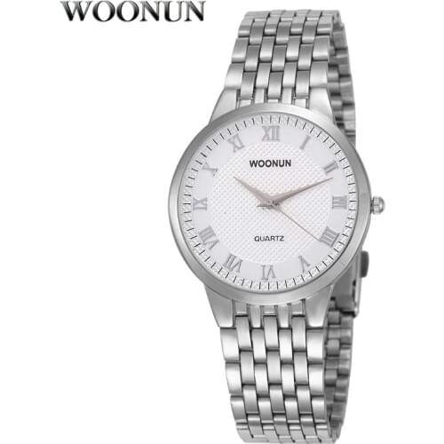 2020 WOONUN Men Watches Top brand Luxury Roma Number Dial Silver Steel Quartz Watch Ultra Thin Watches For Men Relogio Masculino