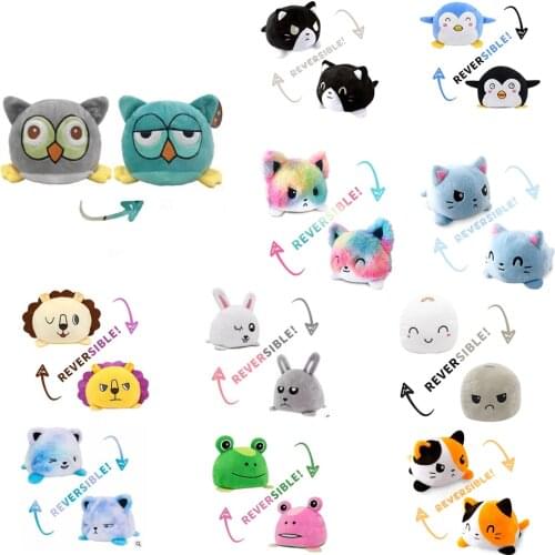 NEW Styles Reversible Plush Toy Two Faces Animal Plushie Peluche Reversible Cat Gato Cute Toys For Peluches Pulpos Kids Gift