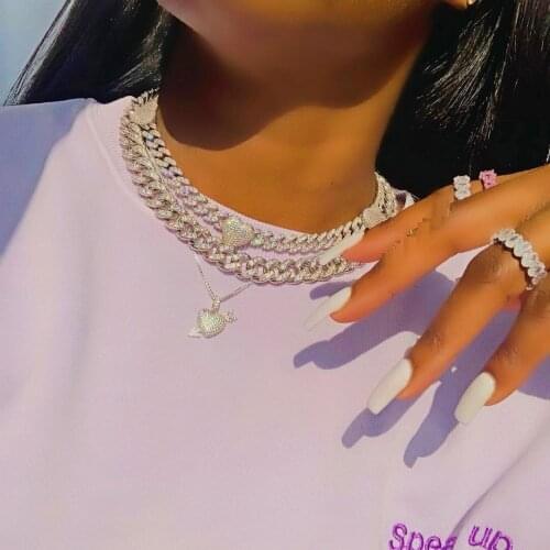 New Ice Out Bling 5A Cubic Zirconia girlfriend gift lover gift Heart pendant charm necklaces With Box Chain Tennis Chain jewelry