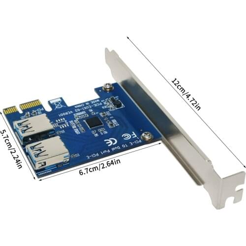 PCI-E to PCI-E Adapter 1 Turn 2 PCI-Express Slot 1x PCI-E to USB 3.0 Adapter Card USB Board Extender Card for BTC Miner Mining