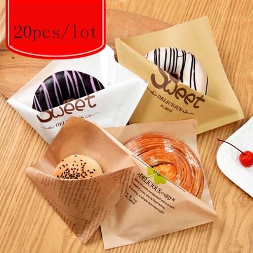 20Pcs Food Paper Printed Food Grade Oil Proof Wrappers Paper For Sandwiches Donuts Pineapple Moon Cake Package Bag Packing Paper