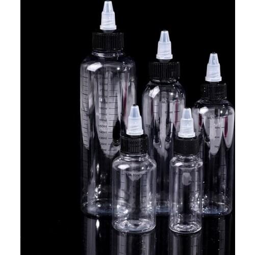 1Pcs 30/60/100/120/250ML Plastic tube Liquid Capacity Dropper Bottles Twist Top Cap Tattoo Pigment Ink Containers