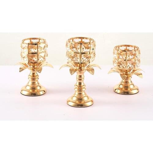3 pieces of popular European home decoration candle hollow candlesticks plated vintage candlesticks dinner candlesticks