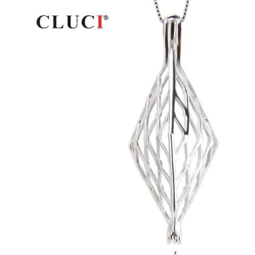 CLUCI Charms Rhombus Silver 925 Jewelry Geometric Pattern Pendant Locket for Bracelet Necklace DIY Fine Jewelry Pendant SC180SB