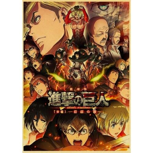 Classic Superhero Attack On Titan Retro Anime Poster Canvas Painting HD Home Living Room Bar Bedroom Decoration Wall Art Picture