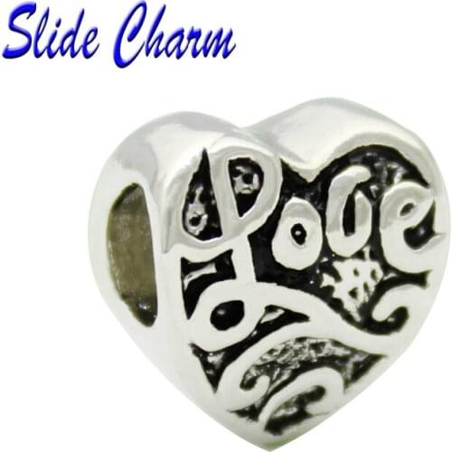 Romantic Blue Valentine Heart Beads For Women Fashion DIY Jewelry Original Wrist Bracelet Fit Pandora bracelet necklace