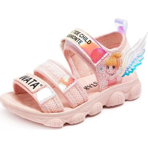 Girls Sandals Summer Girls New Casual Beach Shoes Lightweight Soft Bottom Baby Velcro Cute Princess Sandals
