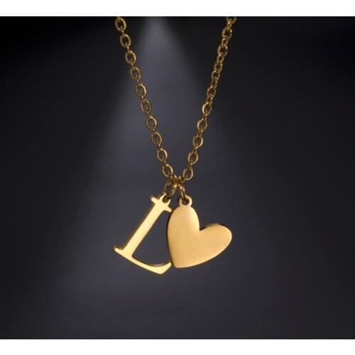 Sipuris Custom Heart Initial Necklace Gold Color Stainless Steel Letter Name Choker Necklace For Women A-Z Letter Jewelry Gift