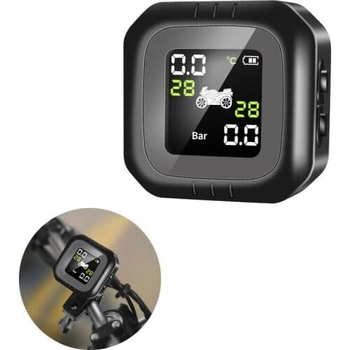 Waterproof Lightning-proof Smart Wireless Motorcycle TPMS Tire Pressure Monitoring System LCD Display External Sensors