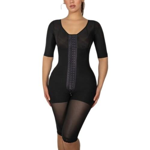 High Compression Body Shaper With Mid Sleeves 2nd Stage Garment Tummy Control Waist Trainer Slimming Bodysuit Postpartum Recover