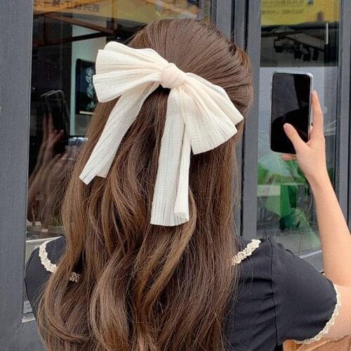 Fashion Big Bow Hairpin Cute White Barrette Hair Clip Women Girls BB Hairgrip Korean Oversize Floral Hair Accessories Hairband