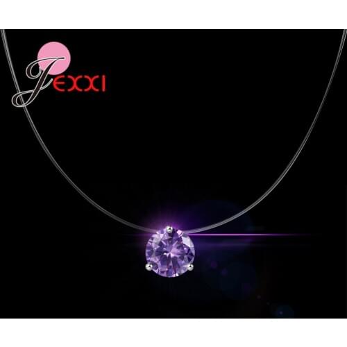 Factory Price Fashion 925 Sterling Silver Chain 8 Colours Clear Austrian Crystal For Women Girls Pendant Jewelry