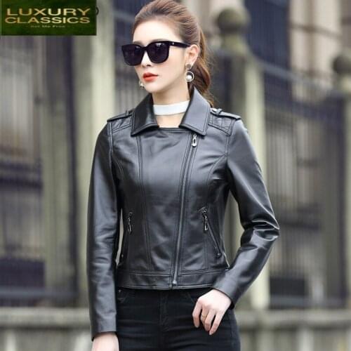 Female Natural Sheepskin Coat Genuine Leather Montone Jacket Women Short Slim Outwear Spring Autumn Clothes 2021 LWL1450