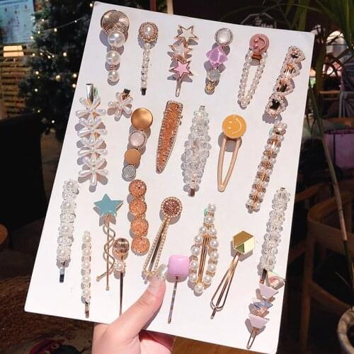 Acetate Retro Female Hairpin Hair Accessories INS Rhinestone Pearl Headdress Hairpin Fashion Women Simple Hair Clip Barrettes