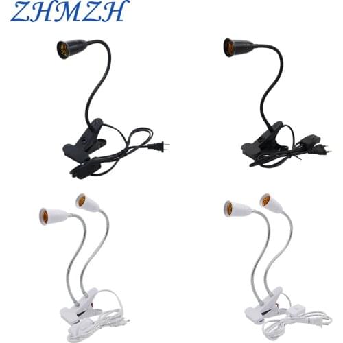 ZHMZH 360 Degree LED Lamp Base Clip E27 Lamp Holder With On/Off Switch US EU Plug For LED Table Desk Lamps Book Light Bedroom