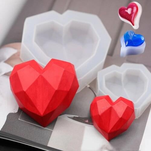 1 PC Heart Shape Silicone Mould Diamond Smooth Heart Shape Mold Drop Glue Mold Candle Soap Making Mold DIY Supplies