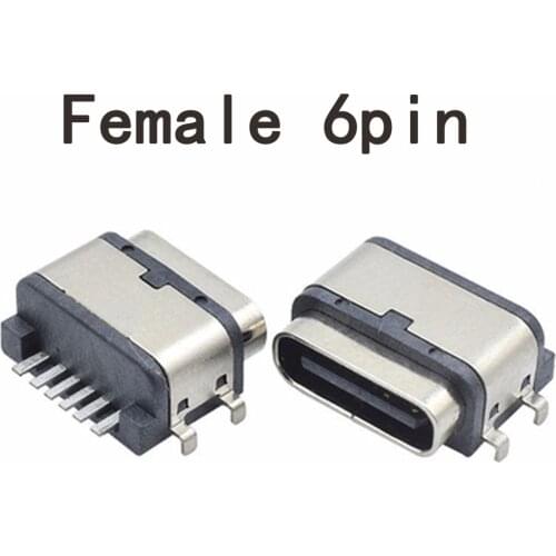 10-20pcs/lot 6Pin Micro-B SMD Micro water proof USBConnector Female Port Jack Tail Sockect Plug For Android phone data connector